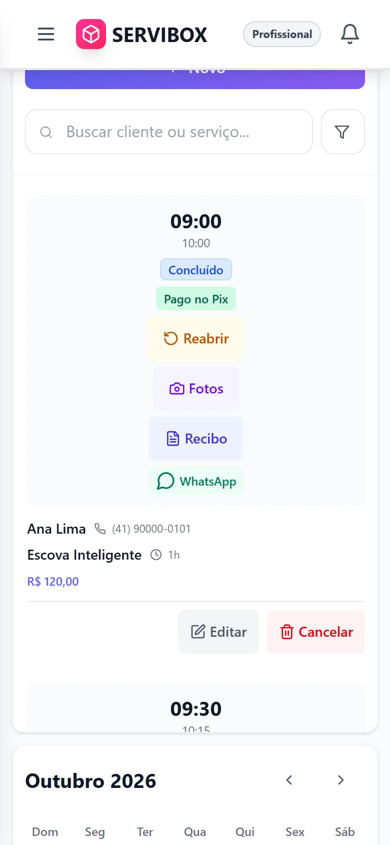 Atendimento concluído com a etiqueta Pago no Pix